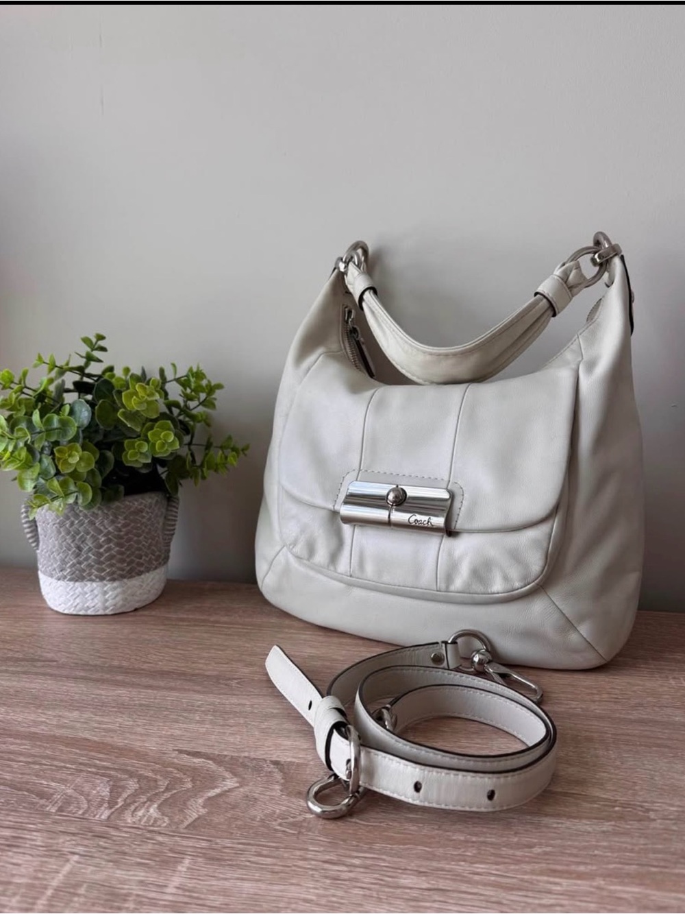Coach Chalk White Leather Hobo Bag Kristin Leather 16808 Y2K Era